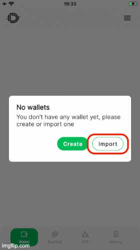 Defiant import wallet by Seed
